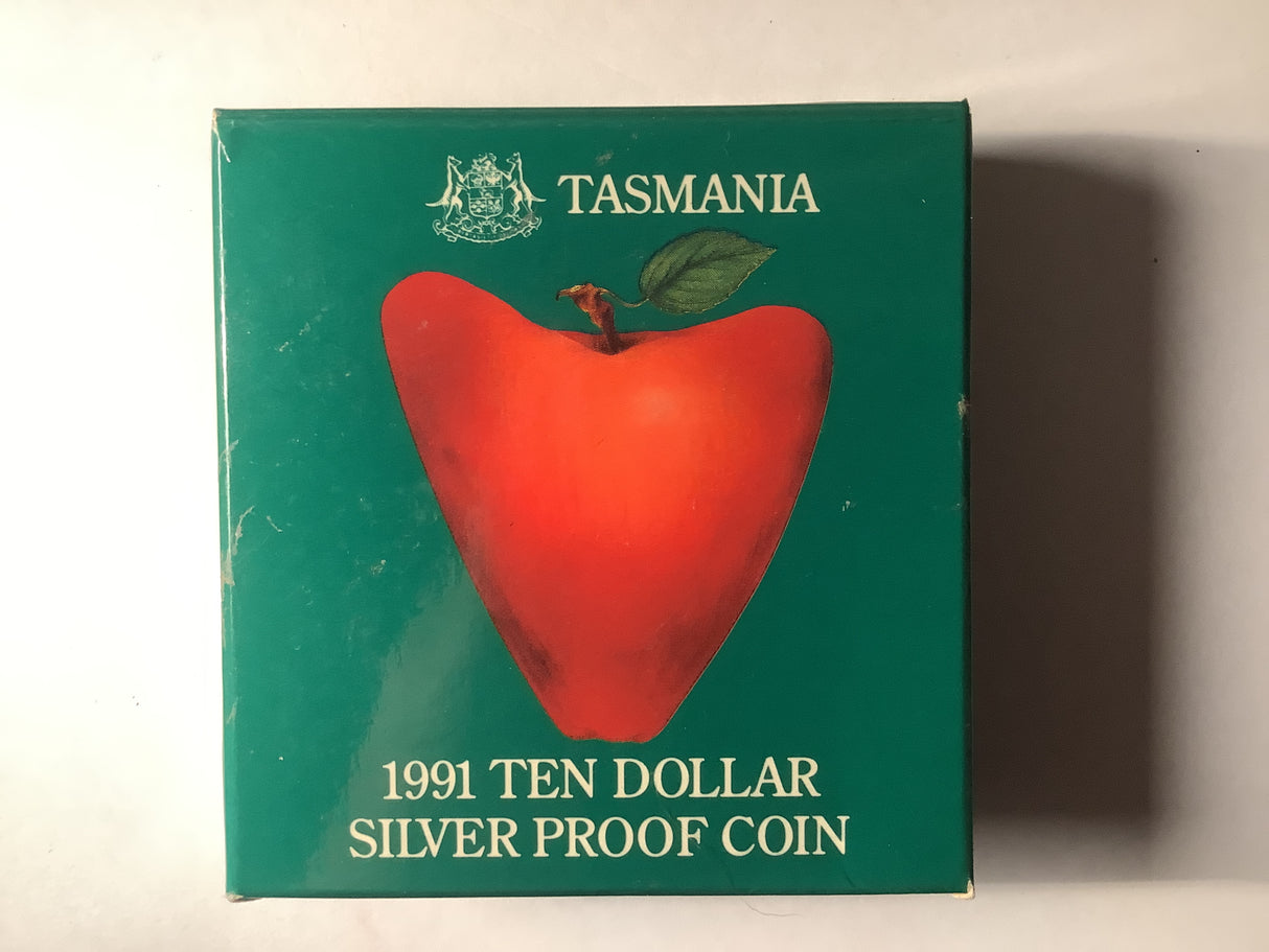 1991 $10 Silver Proof Coin. State Series Tasmania.