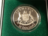 1991 $10 Silver Proof Coin. State Series Tasmania.