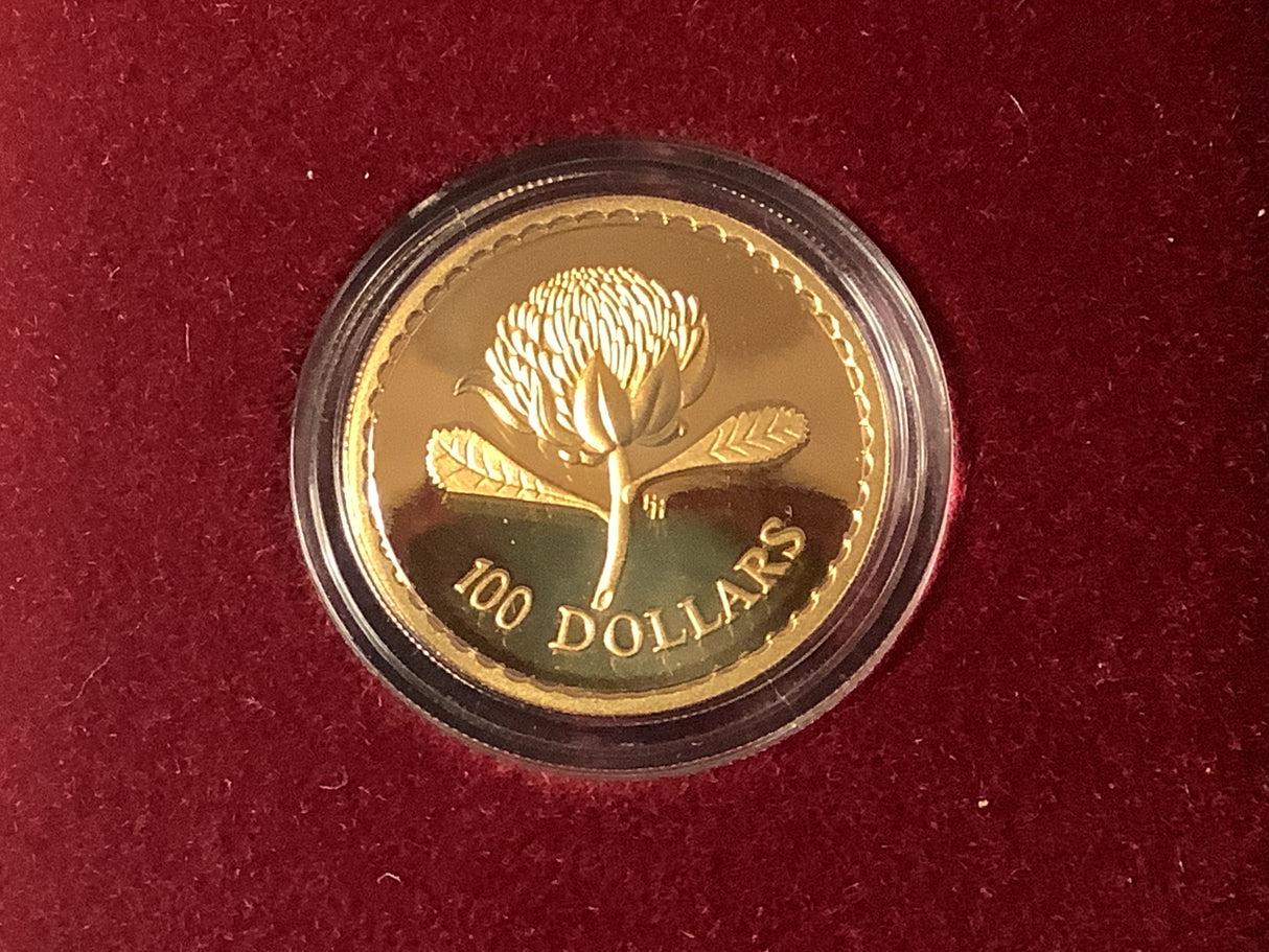 1995 $100 Floral Emblems of Australia Proof Gold Coin.