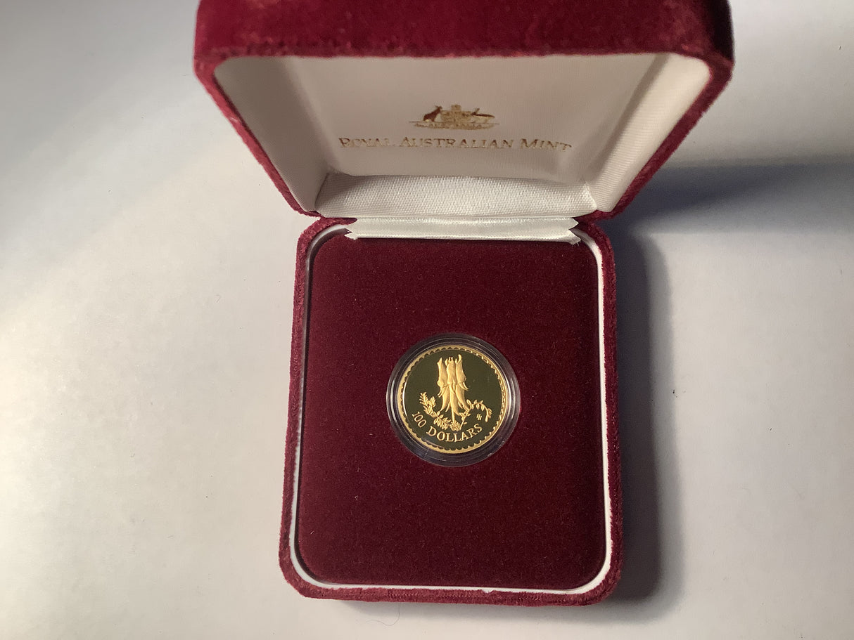 1998 $100 Floral Emblems of Australia Proof Gold Coin.