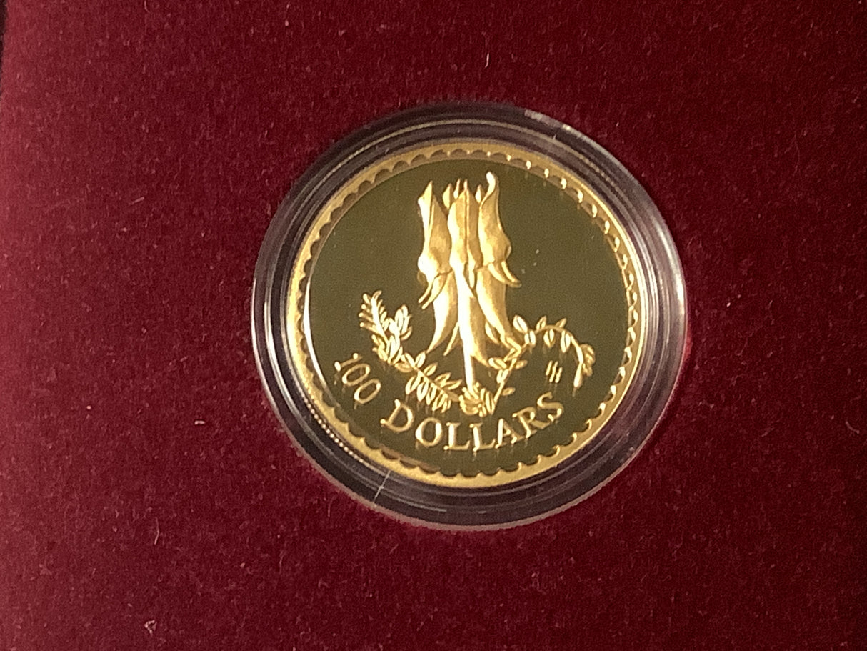 1998 $100 Floral Emblems of Australia Proof Gold Coin.