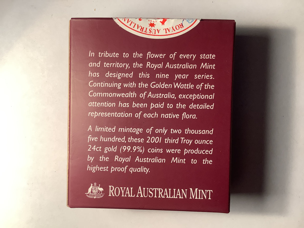 2001 $100 Floral Emblems of Australia Proof Gold Coin.
