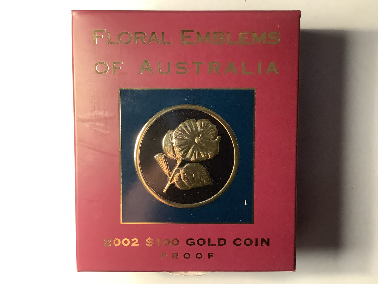 2002 $100 Floral Emblems of Australia Proof Gold Coin.