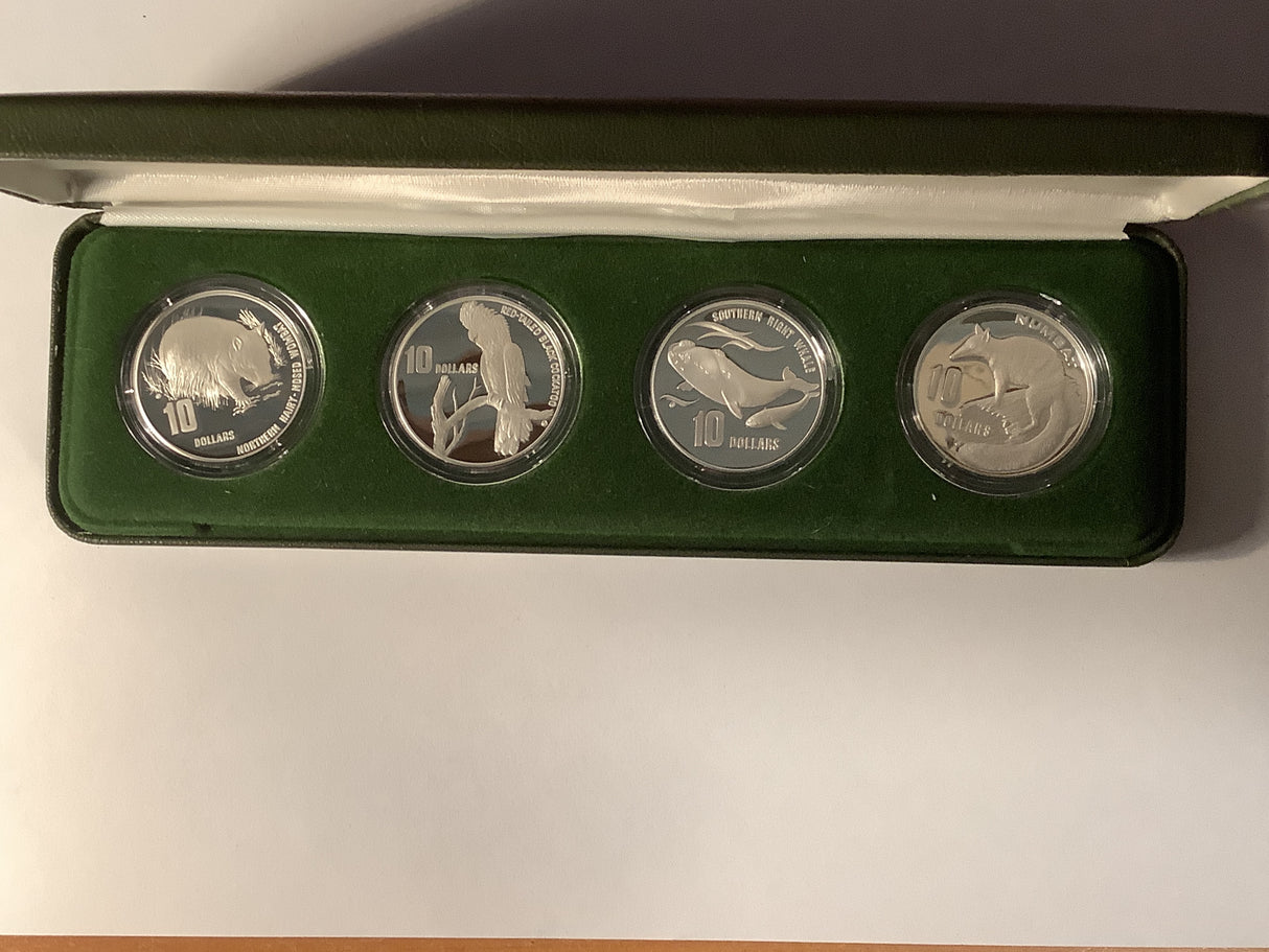 1995-1998 $10 Australia’s Endangered Species Standard Proof. Silver Proof Four Coin Set.