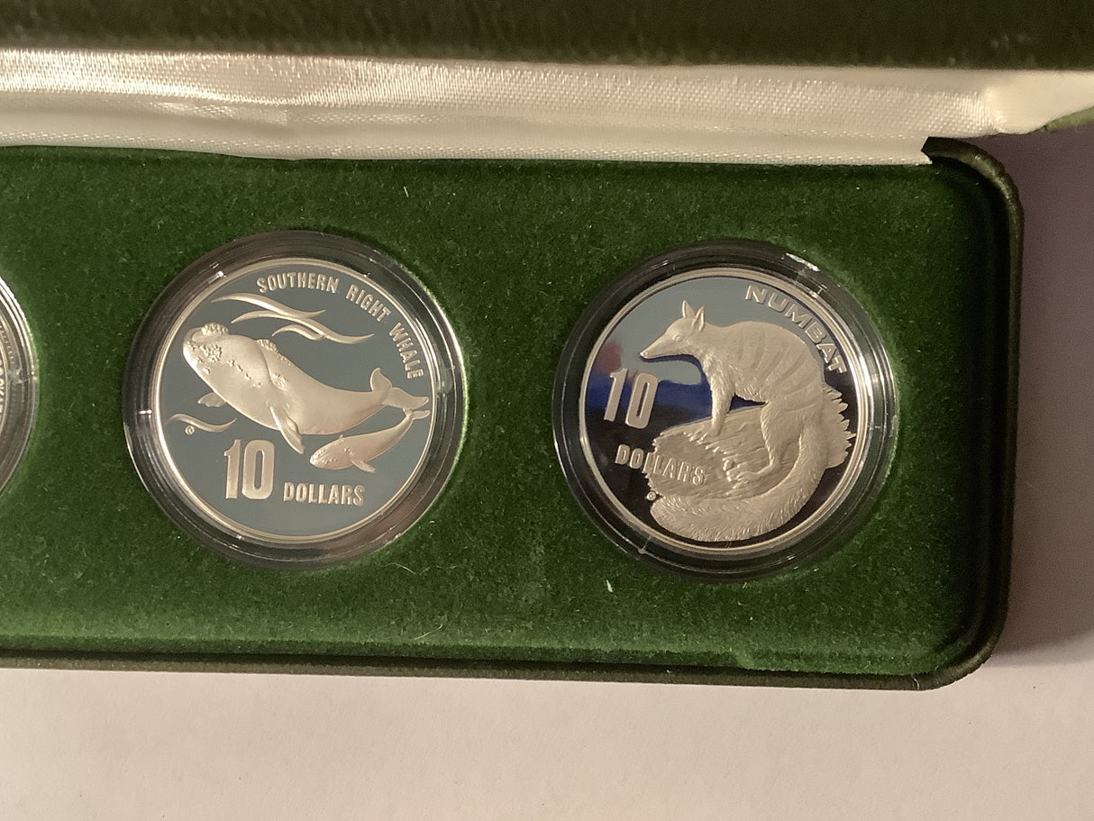 1995-1998 $10 Australia’s Endangered Species Standard Proof. Silver Proof Four Coin Set.