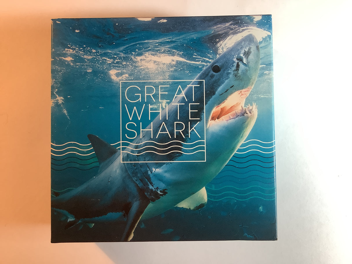 2022 Great White Shark $5 Coloured Silver Proof Coin. Mintage 1000.