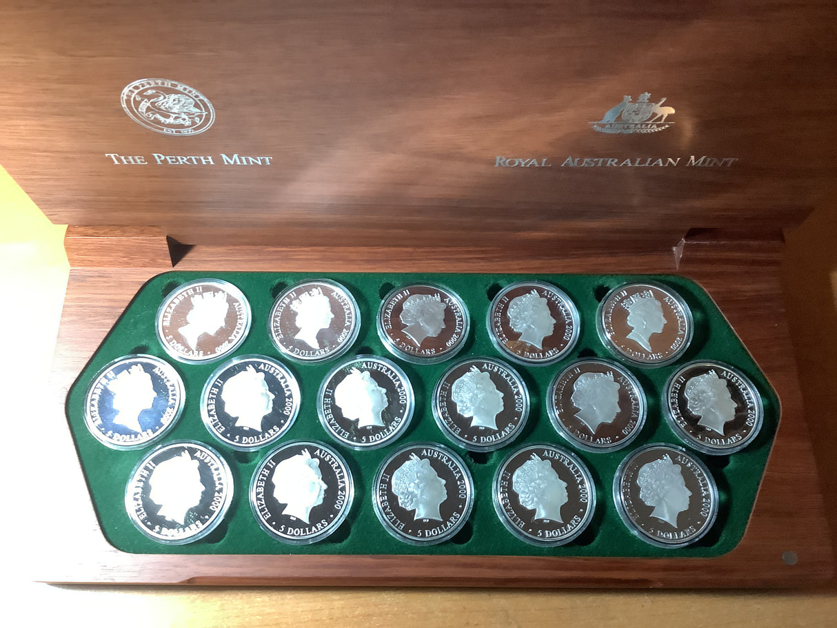 2000 $5 Sydney Olympic 16 Silver Coin Collection.
