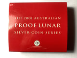 2001 $2 Australian Proof Lunar Silver Coin Series. Year of the Snake 2 ounce Silver Coin.