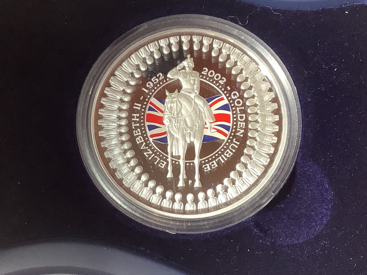 2002 Queen Elizabeth II Golden Jubilee. 1 Ounce Silver Proof Coin.