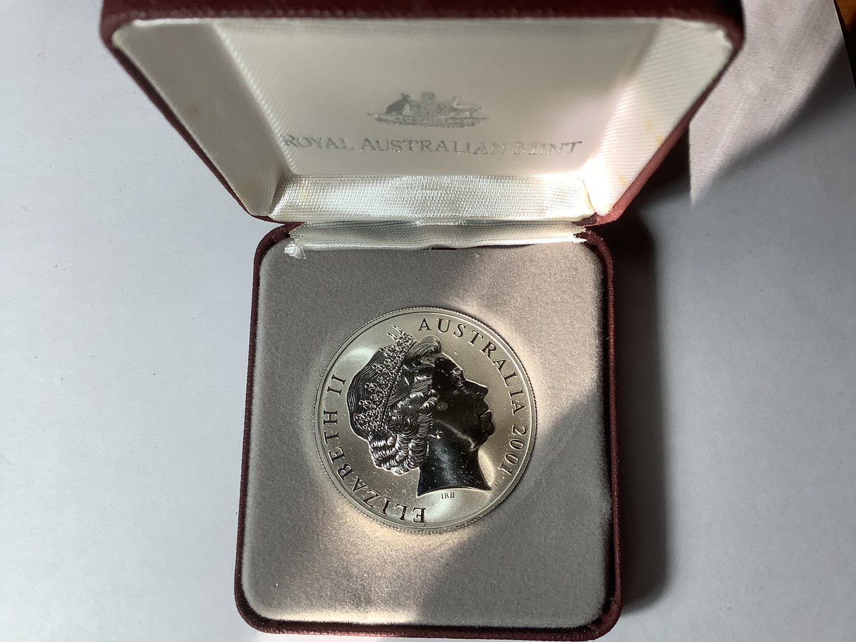 2001 $1 Silver Kangaroo Frosted Uncirculated Coin.