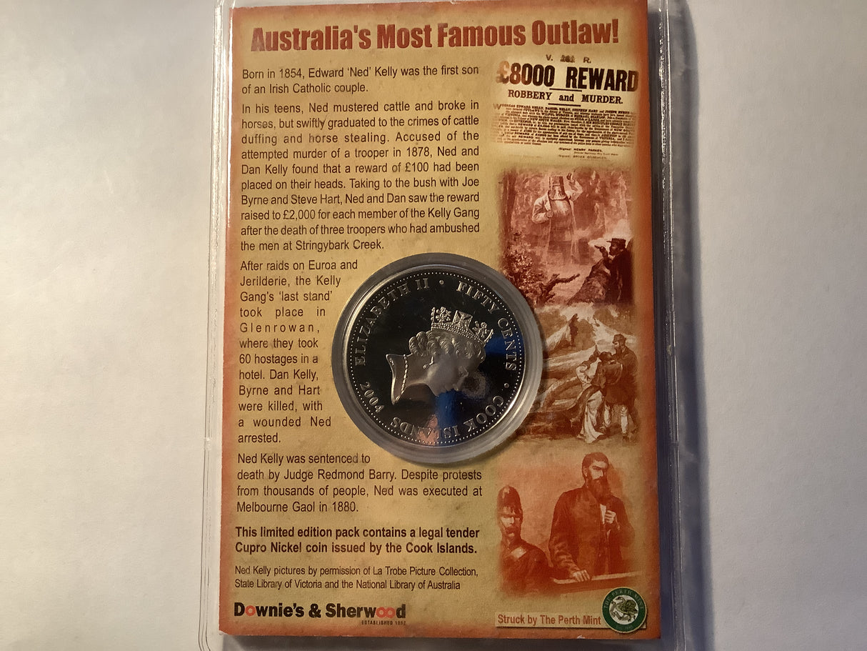 2004 50c Cook Islands. Ned Kelly Legal Tender Collector Coin.