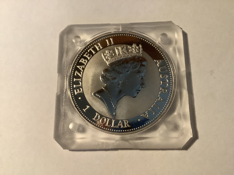 1993 $1 1 ounce silver encapsulated Kookaburra.