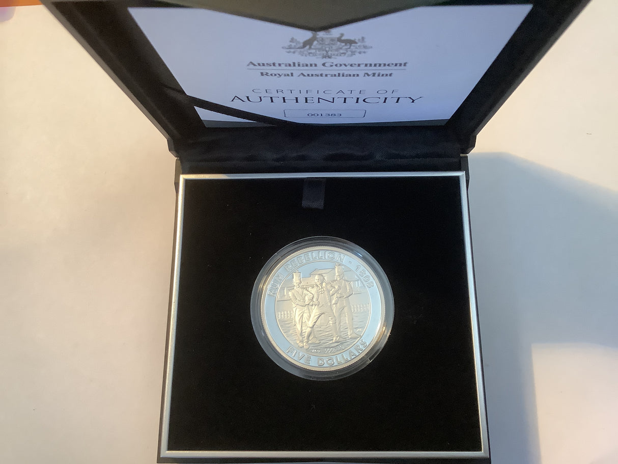 2019 $5 Silver Proof Coin. The Rum Rebellion.