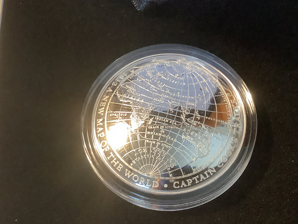 2019 $5 Silver Proof. 1812 A New Map of the World. Captain Cook’s Tracks and His Discovery.