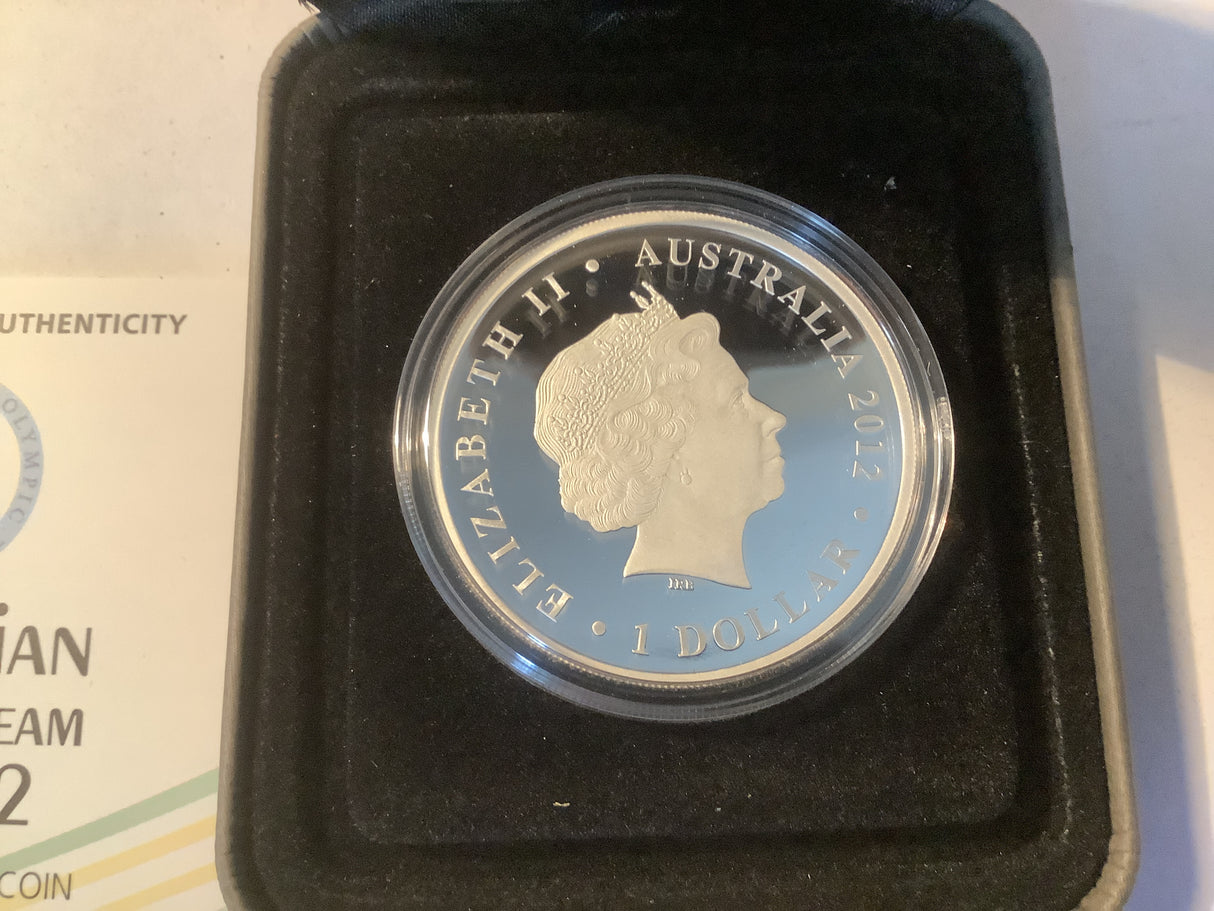 2012 $1 Australian Olympic Team 1 ounce silver proof coin.