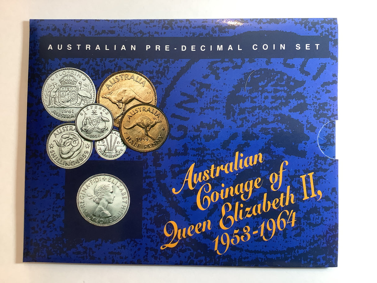 Australian Pre-Decimal Coin set. Coinage of Queen Elizabeth. 1953-1964