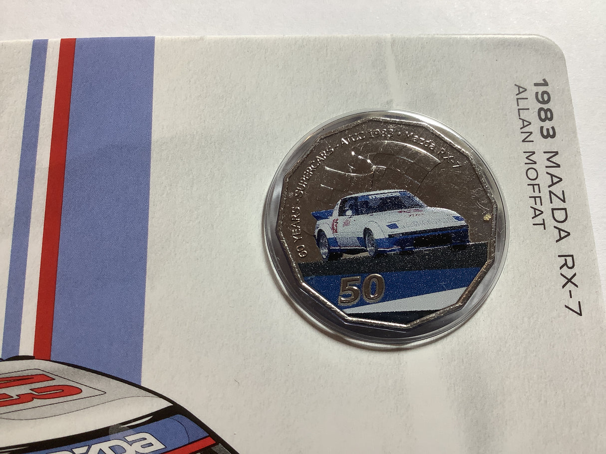 2020 50c 1983 Mazda RX-7 uncirculated carded coin