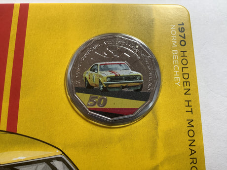 2020 50c 1970 Holden HT Monaro GTS 350 uncirculated carded coin