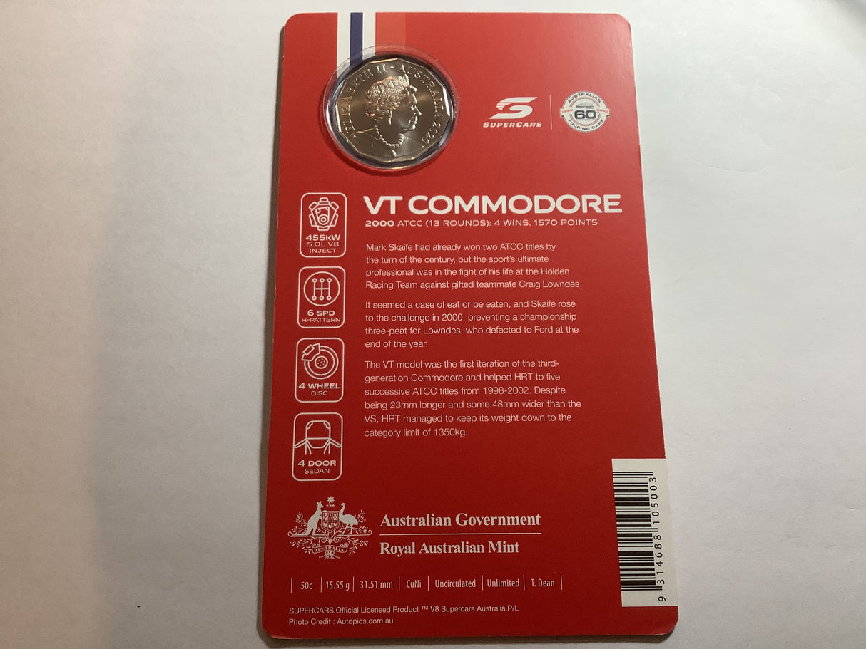 2020 50c 2000 Holden VT Commodore uncirculated carded coin