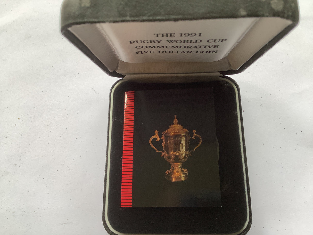 1991 Rugby World Cup Commemorative $5 Coin. New Zealand