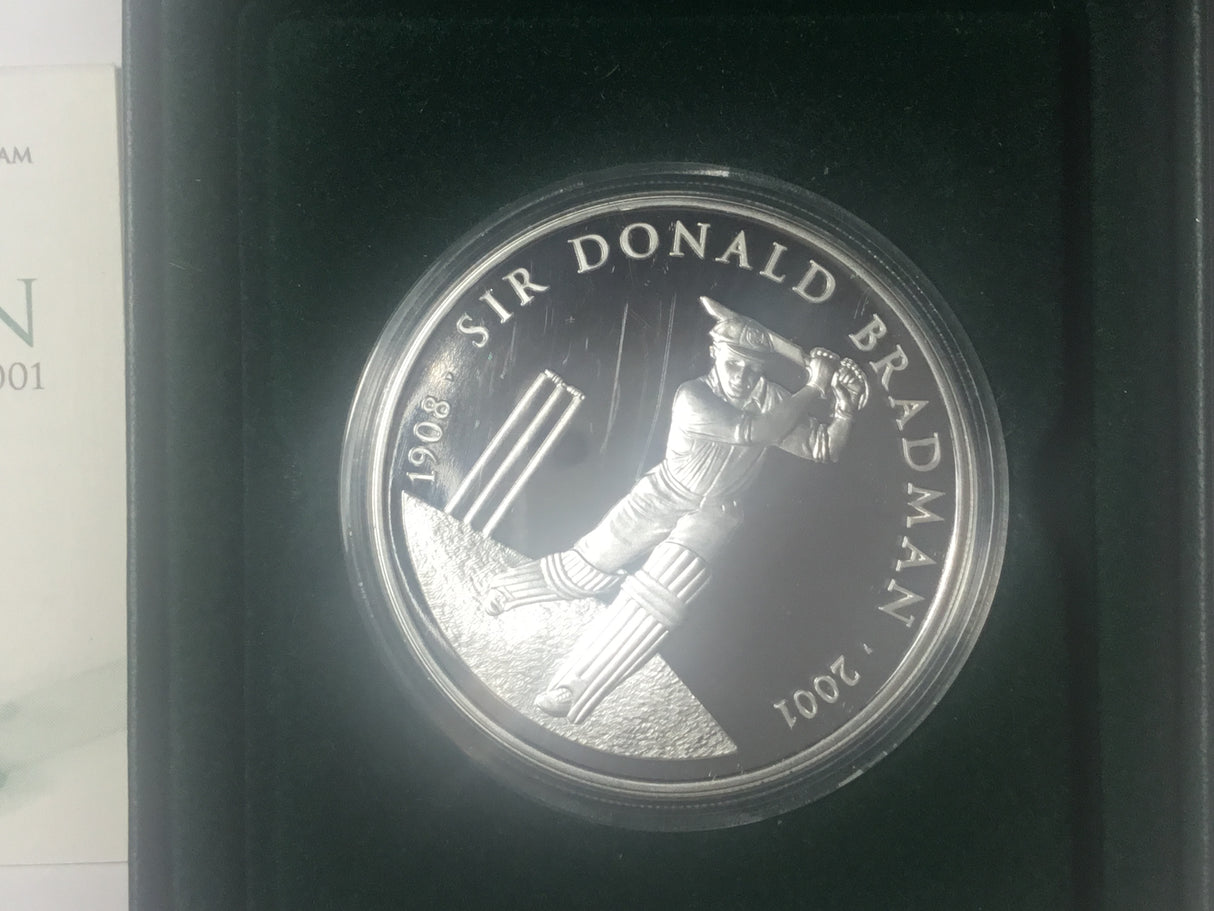 2001 Sir Donald Bradman $5 Silver Proof Coin.