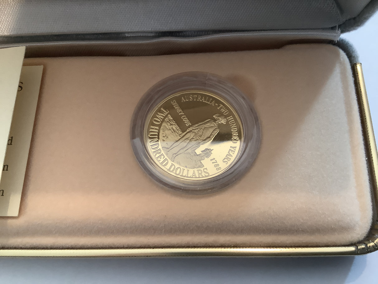 1988 $200 Proof Gold Coin. Australian Bicentenary.