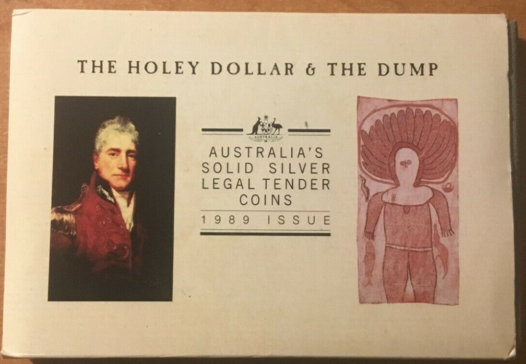 1989 The Holey Dollar and the Dump 2 Coin Silver Set.