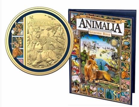 2021 35th Anniversary of Animalia 20c Gold-Plated Uncirculated Coin and Book.