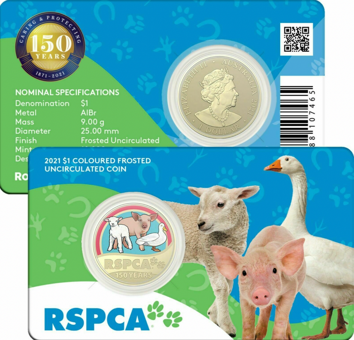 2021 RSPCA $1 coin. 150th Anniversary of the RSCPA Exclusive Card.