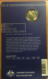 2019 $1 The Eureka Stockade Card & Coin Uncirculated.