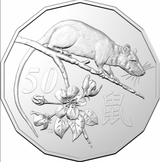 2020 Year of the Rat 50c uncirculated coin Tetra-Decagon Series.