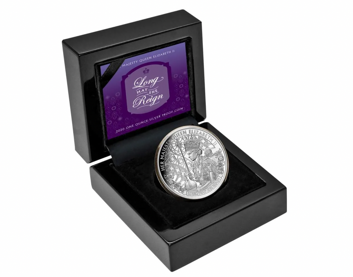 2020 Queen Elizabeth II $1 Long May She Reign Silver Proof Coin.