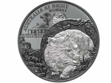 2021 Australia At Night: Wombat $1 1 Ounce Silver Black Proof Coin.