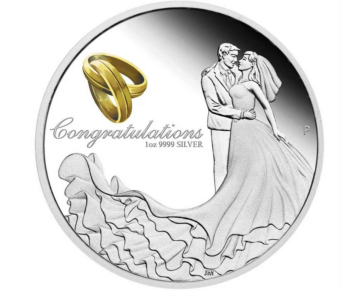 2022 $1 1 ounce Silver Proof Coin: Wedding
