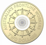 2022 $2 Frontline Workers Coloured Uncirculated Coin. Downies