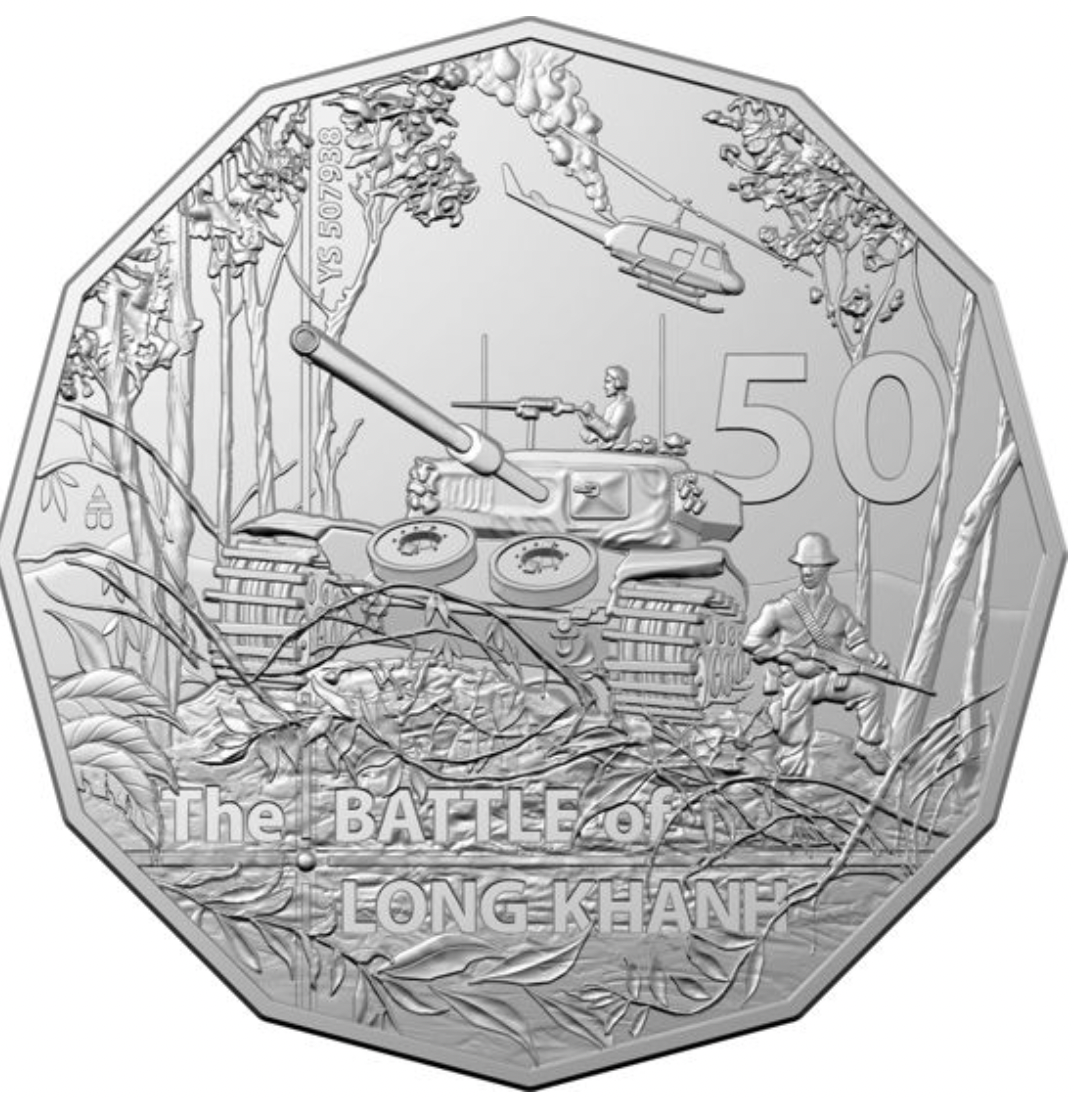 2021 50c Carded Coin. 50th Anniversary of the Battle of Long Khanh. Operation Overlord.