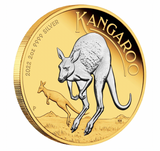 2022 Australian Kangaroo 2oz Silver Reverse Gilded Coin