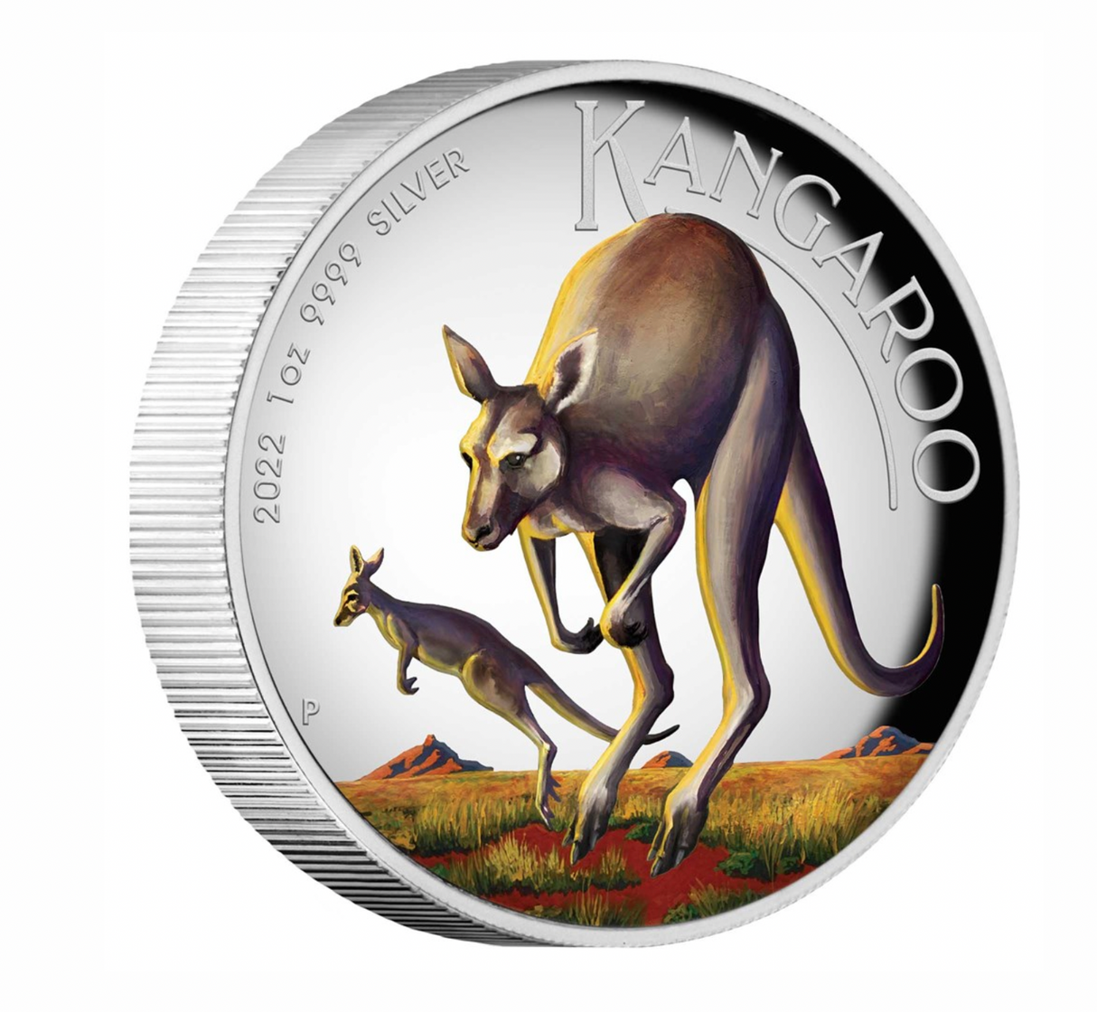 2022 Australian Kangaroo 1oz Silver Proof High Relief Coloured Coin